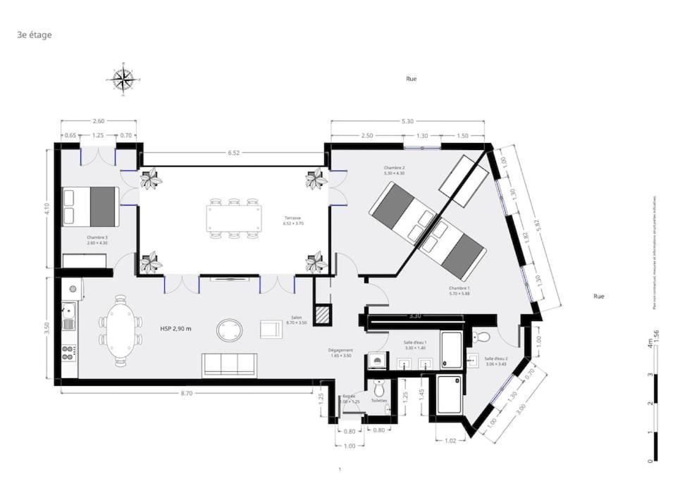 Grande Terrasse, Climatisation, 3 Chambres, Marais *